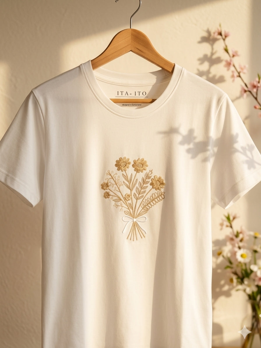 T-shirt Flor en broderie dorée