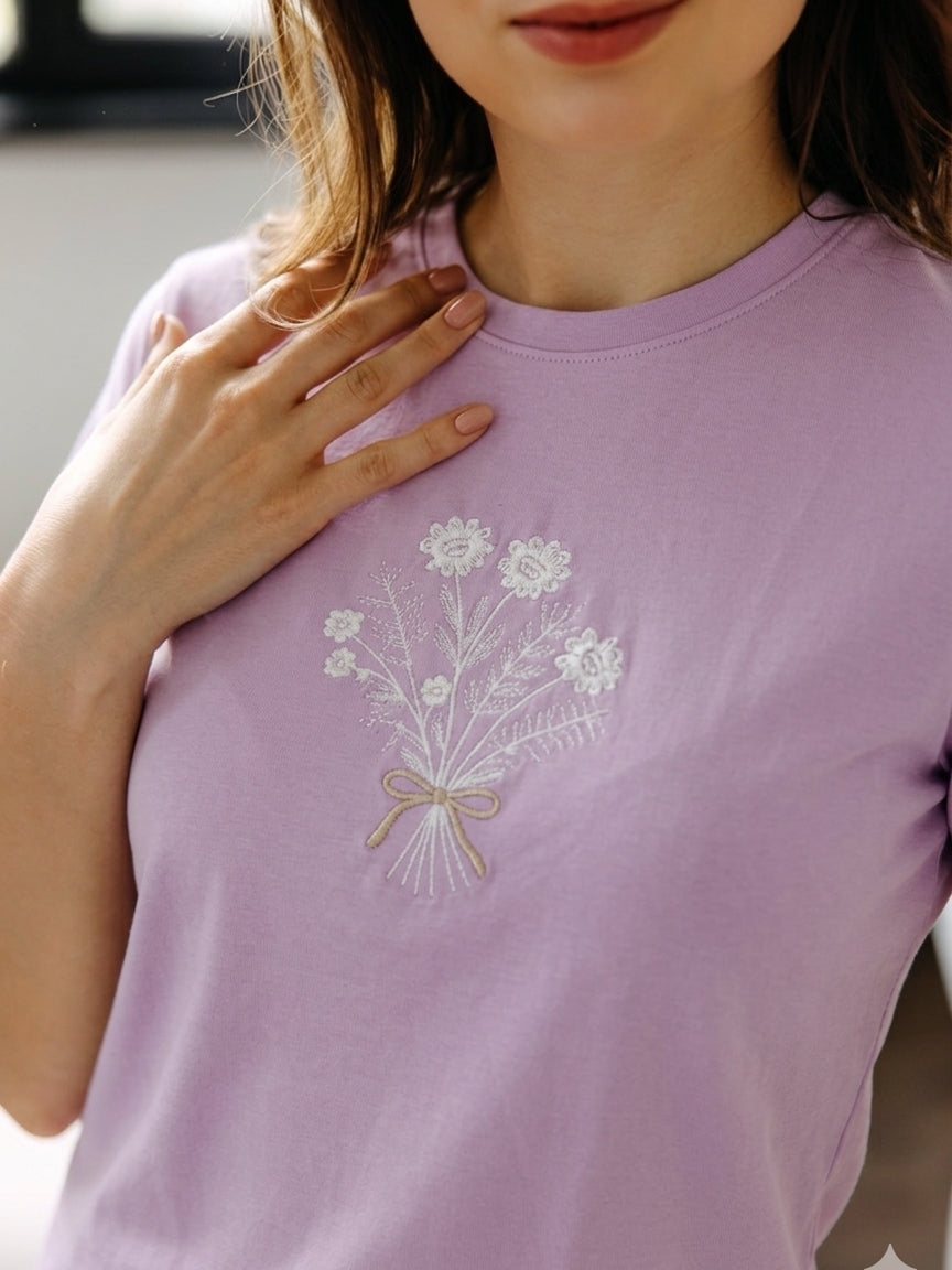 T-shirt Flor en broderie dorée